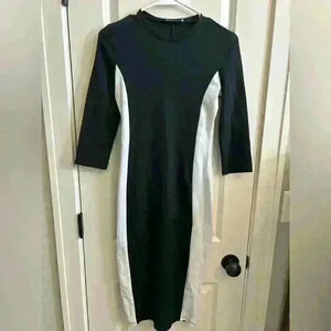 Zara black and white midi dress Size small pencil straight dress